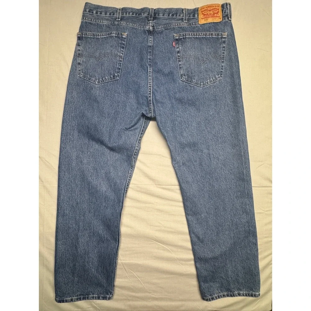 Levis 505 Regular Fit Straight Leg Mens Denim Jeans Blue 42x29 Medium Wash